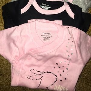 Gerber onesie’s, socks, and mittens (new)
